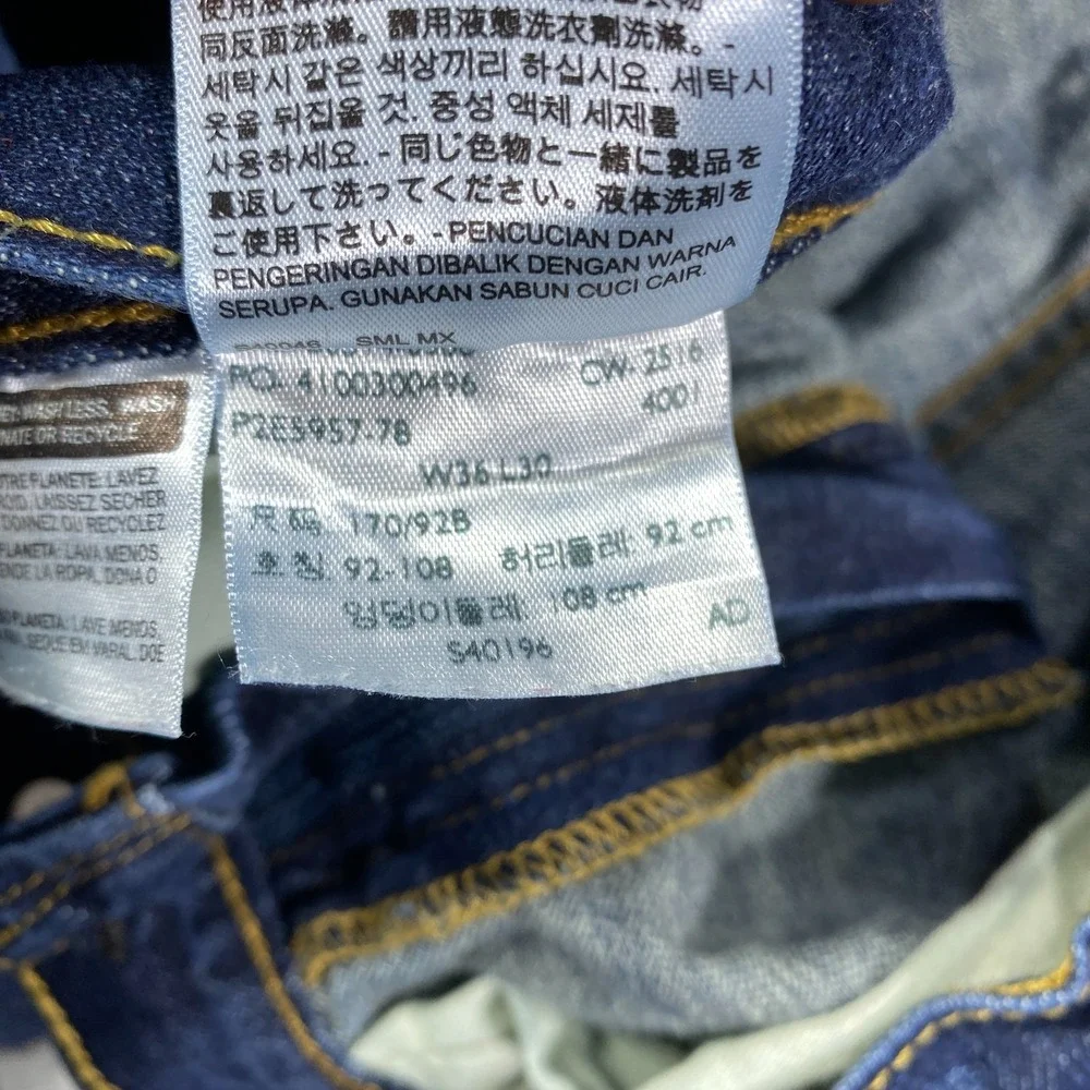 Levis 514 Jeans Mens Fits 36x29 Straight Fit Dark Wash Indigo Denim Fade Classic